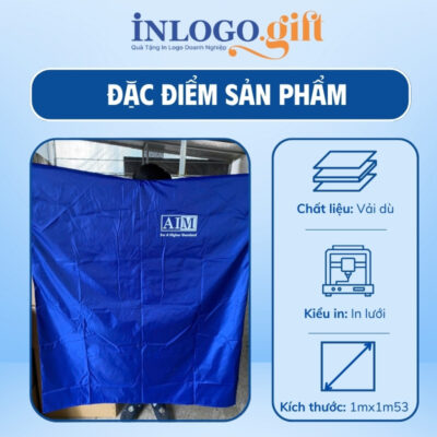 Áo mưa bít in logo vải dù vân tổ ong màu xanh dương 1mx1m53 AM-01