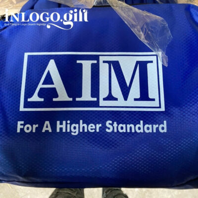Áo mưa bít in logo vải dù vân tổ ong màu xanh dương 1mx1m53 AM-01