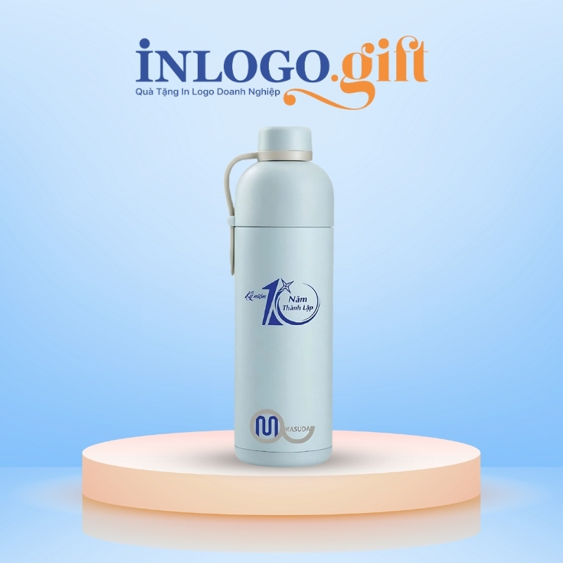 Bình giữ nhiệt in logo thương hiệu LocknLock màu xanh dương 490ml