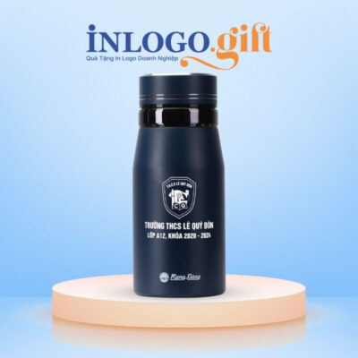 Bình giữ nhiệt in logo thương hiệu Rạng Đông màu xanh đen 600ml BGN-04