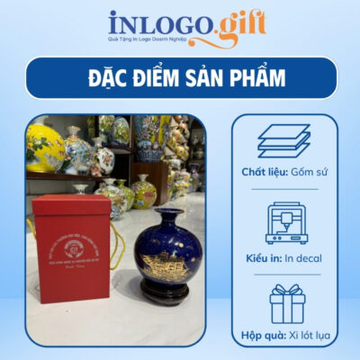 Bình hút lộc in logo màu xanh dương họa tiết thuận buồm xuôi gió