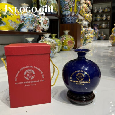 Bình hút lộc in logo màu xanh dương họa tiết thuận buồm xuôi gió