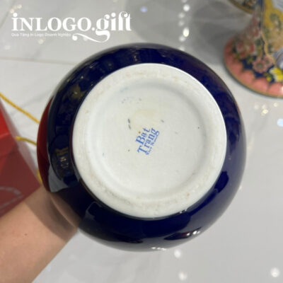 Bình hút lộc in logo màu xanh dương họa tiết thuận buồm xuôi gió