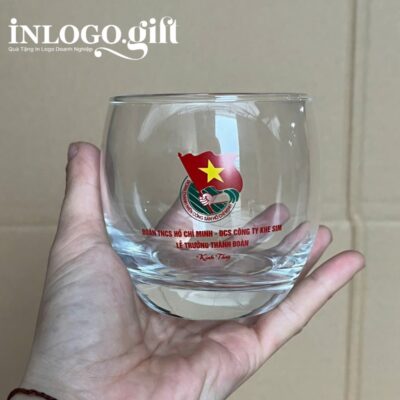 Bộ 6 cốc thủy tinh in logo thương hiệu Luminarc dáng bầu trứng trắng 320ml BCS-04