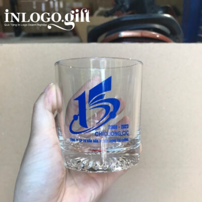 Bộ 6 cốc thủy tinh in logo thương hiệu Việt Tiệp đáy xoáy 200ml BCS-03
