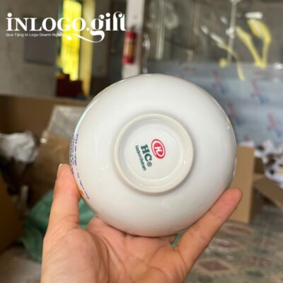 Bộ bát cơm in logo 6 món màu trắng BBC-04