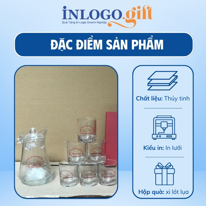 Bộ bình cốc thủy tinh in logo thương hiệu UG350 BC-02
