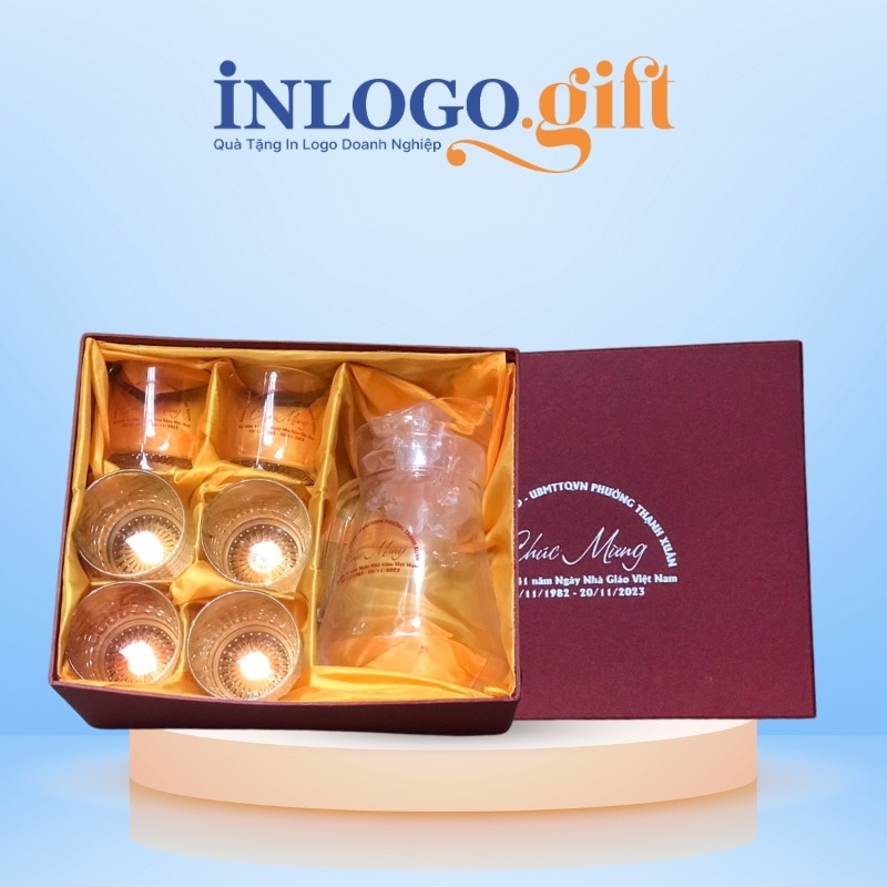 Bộ bình cốc thủy tinh in logo thương hiệu UG350 BBL-02