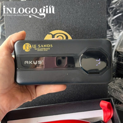 Bộ Giftset in logo gồm bình giữ nhiệt và sạc dự phòng