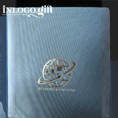 Bộ Giftset in logo gồm bình giữ nhiệt và sổ da ép nhũ kim