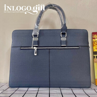 Cặp Da In Logo màu xanh dương 39x29x7cm