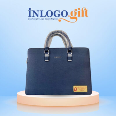 Cặp Da In Logo màu xanh dương 39x29x7cm