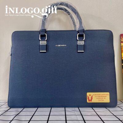 Cặp Da In Logo màu xanh dương 39x29x7cm