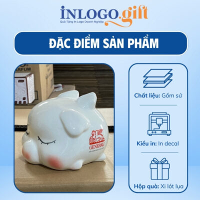 Heo đất in logo màu trắng cánh tiên