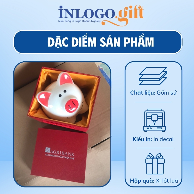 Heo đất in logo màu trắng tai hồng