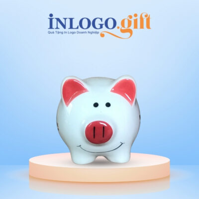 Heo đất in logo màu trắng tai hồng