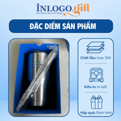 Ly giữ nhiệt in logo có ống hút dung tích 900ml