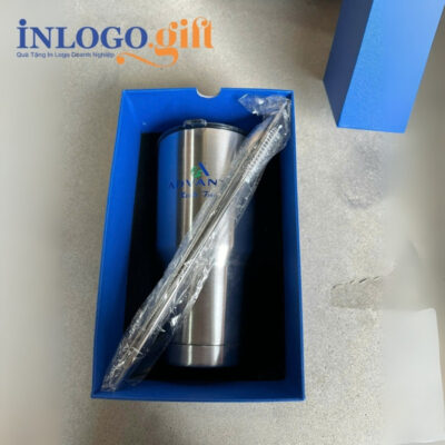 Ly giữ nhiệt in logo có ống hút dung tích 900ml