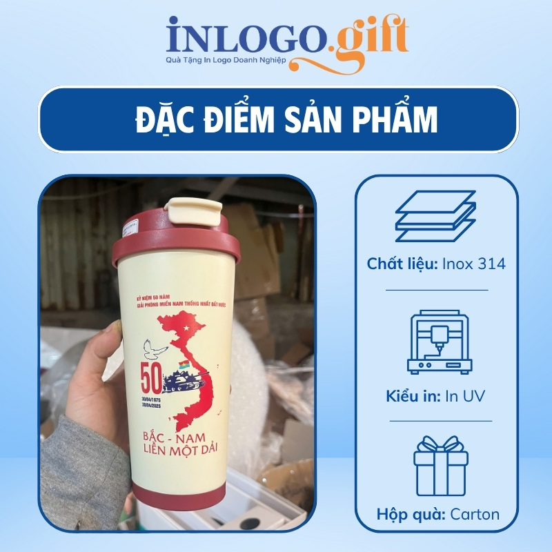 Ly giữ nhiệt in logo có quai xách dung tích 500ml LGN-01