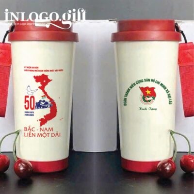 Ly giữ nhiệt in logo có quai xách dung tích 500ml LGN-01