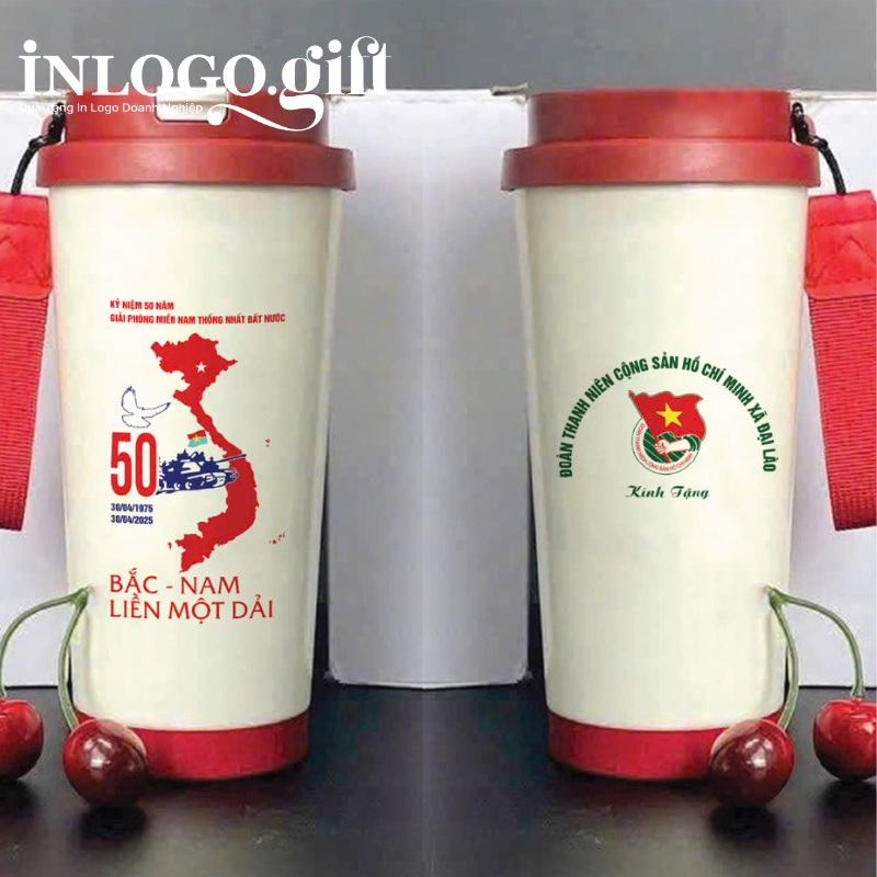Ly giữ nhiệt in logo có quai xách dung tích 500ml LGN-01