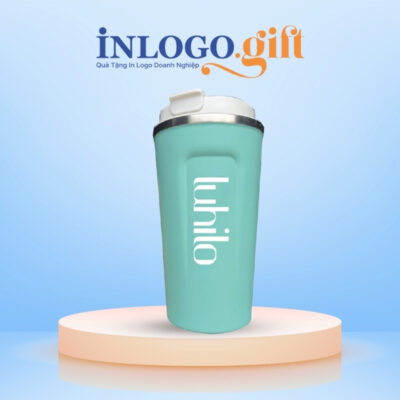 Ly giữ nhiệt in logo màu xanh ngọc dung tích 510ml