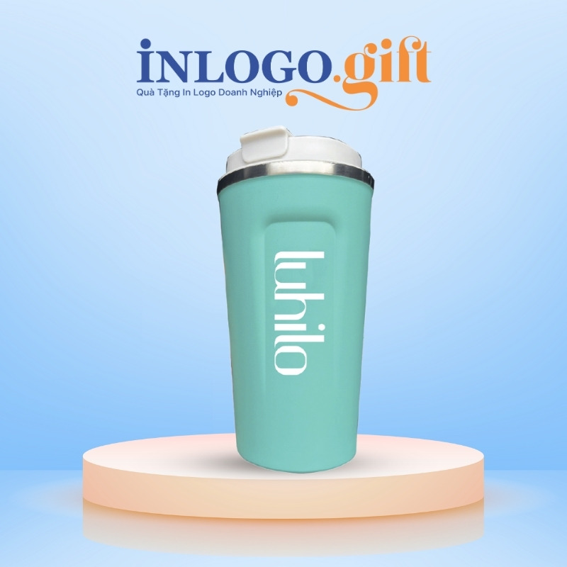 Ly giữ nhiệt in logo màu xanh ngọc dung tích 510ml