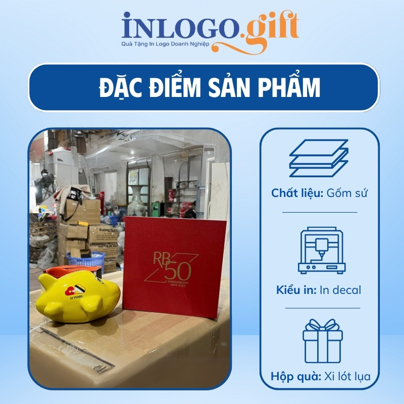 Ống tiết kiệm in logo màu vàng dáng máy bay