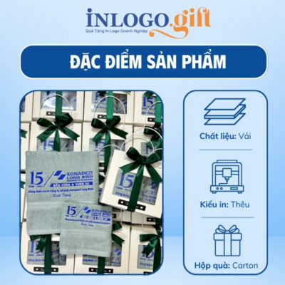 Set 2 khăn tắm và mặt thêu logo màu xanh mint
