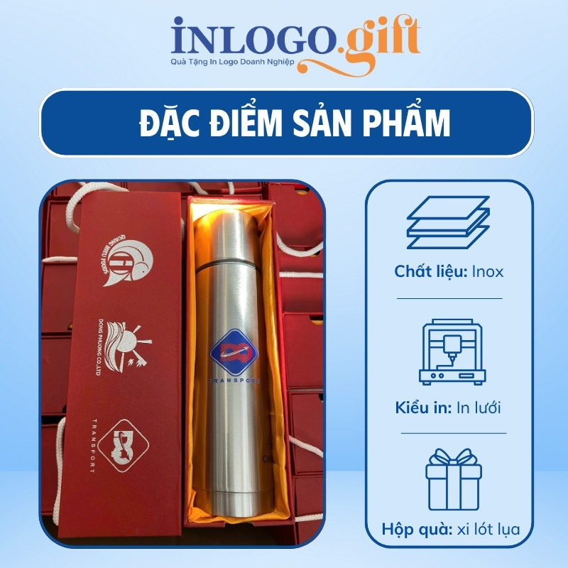 Bình giữ nhiệt in logo thương hiệu Carlmann nắp vặn 500ml BGN-09