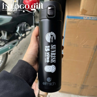 Bình giữ nhiệt in logo thương hiệu Elmich nắp bấm 500ml BGN-07