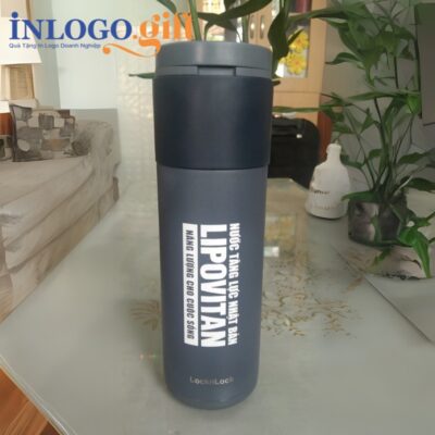 Bình giữ nhiệt in logo thương hiệu LocknLock nắp bật 490ml BGN-05