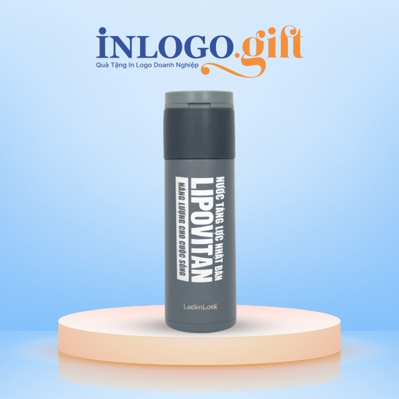 Bình giữ nhiệt in logo thương hiệu LocknLock nắp bật 490ml BGN-05