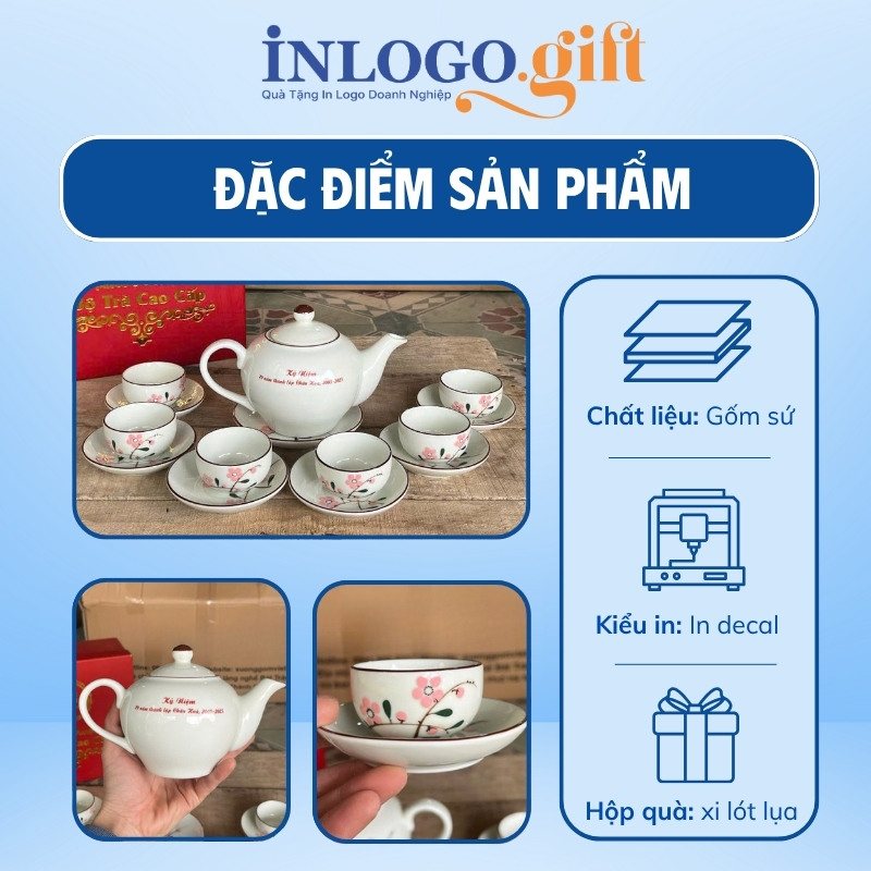 Bộ ấm chén Camellia họa tiết hoa mai hồng 650ml AC-12