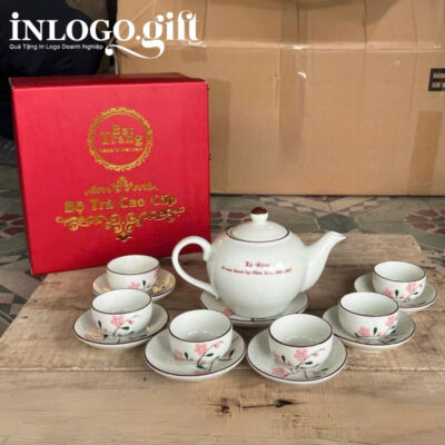 Bộ ấm chén Camellia họa tiết hoa mai hồng 650ml AC-12