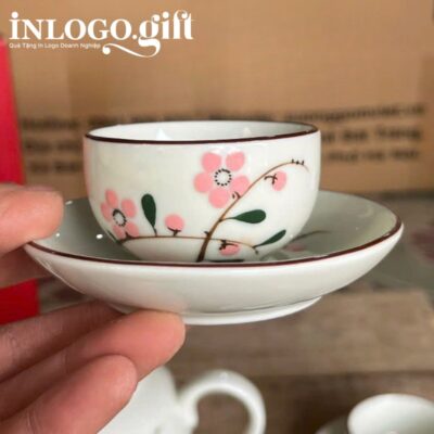 Bộ ấm chén Camellia họa tiết hoa mai hồng 650ml AC-12
