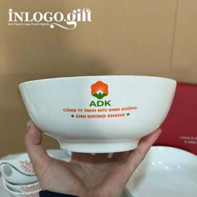 Bộ chén đĩa in logo 9 món họa tiết hoa