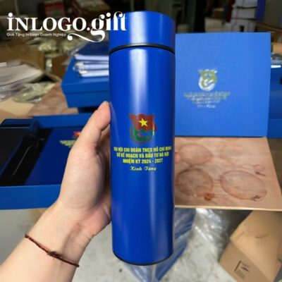 Bộ giftset in logo gồm bình giữ nhiệt, sổ da và bút ký BGS-33