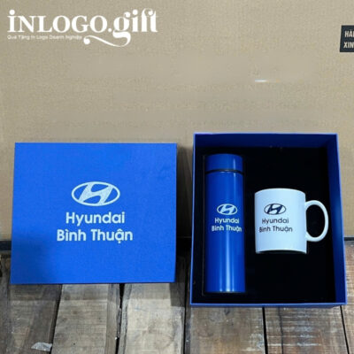 Bộ giftset in logo gồm bình giữ nhiệt và ly sứ BGS-24