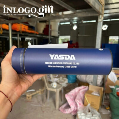 Bộ giftset in logo gồm bình giữ nhiệt và ly sứ BGS-25