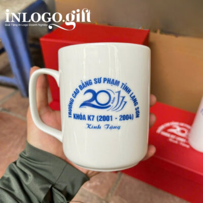 Bộ giftset in logo gồm bình giữ nhiệt và ly sứ BGS-26