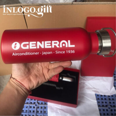 Bộ giftset in logo gồm bình giữ nhiệt và ô dù gấp 3 tự động 1 chiều BGS-18