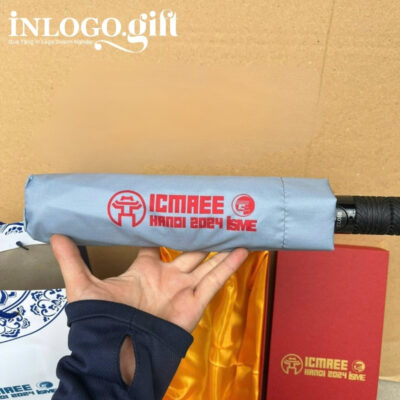 Bộ giftset in logo gồm bình giữ nhiệt và ô dù gấp 3 tự động 2 chiều BGS-19