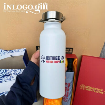 Bộ giftset in logo gồm bình giữ nhiệt và ô dù gấp 3 tự động 2 chiều BGS-19