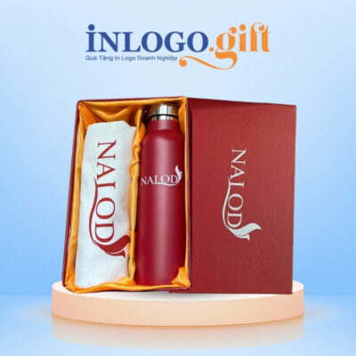 Bộ giftset in logo gồm bình giữ nhiệt và túi vải canvas BGS-20
