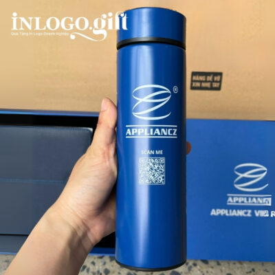 Bộ giftset in logo gồm sổ da, bút kí và bình giữ nhiệt