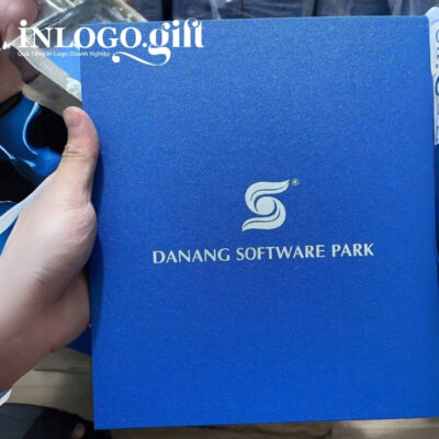 Bộ giftset in logo sổ da dán gáy và bút kí