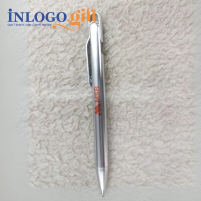 Bút bi in logo màu bạc kích thước 14.2cm