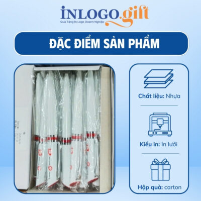 Bút bi in logo nhựa màu trắng kích thước 13.5cm BB-05