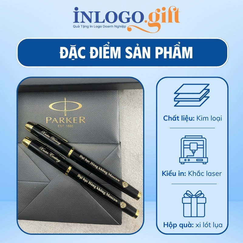 Bút ký in logo thương hiệu Parker màu đen BK-04